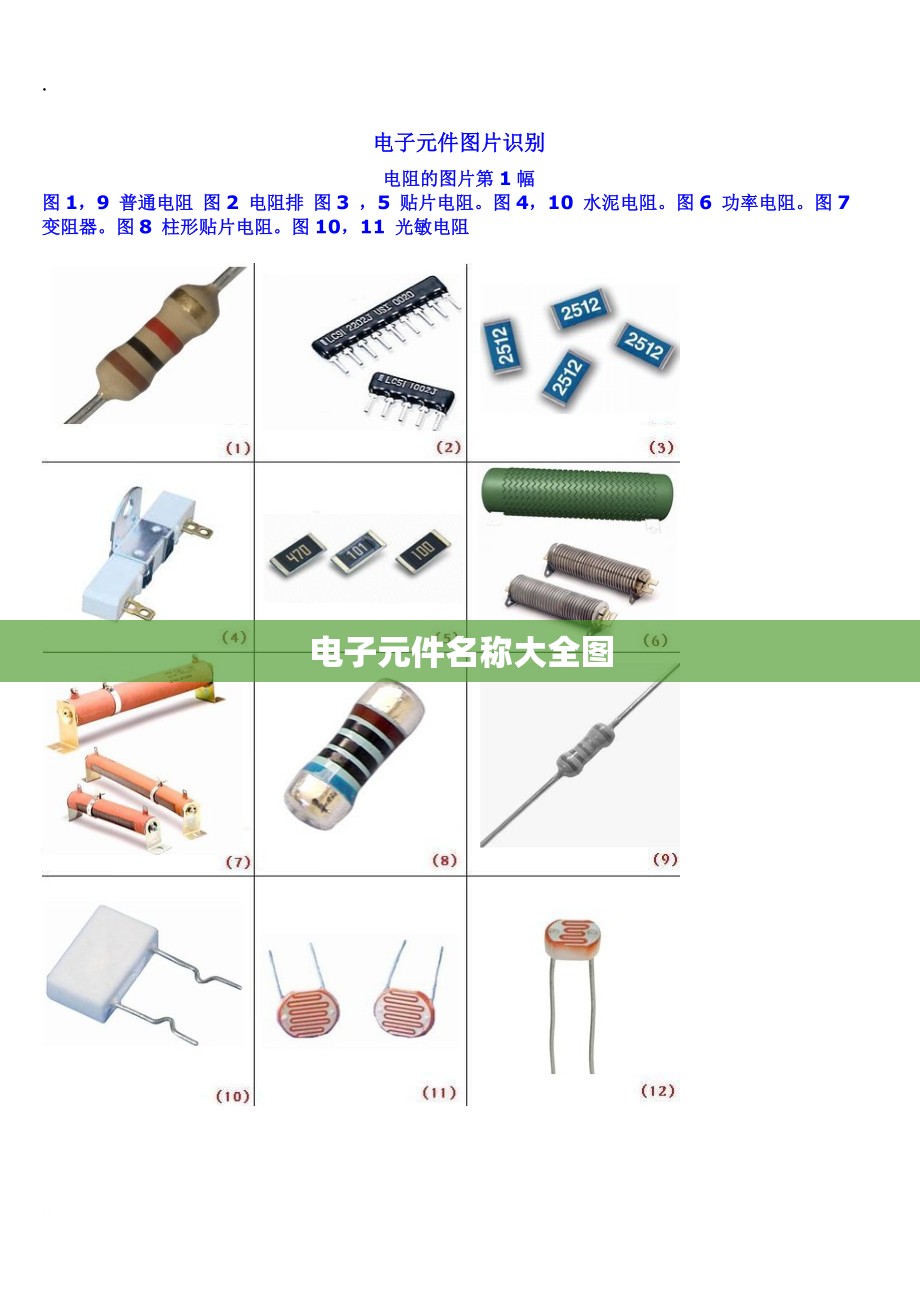 电子元件名称大全图/50个常用电子元器件图片