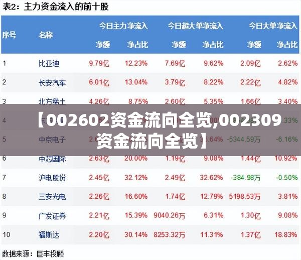 【002602资金流向全览,002309资金流向全览】