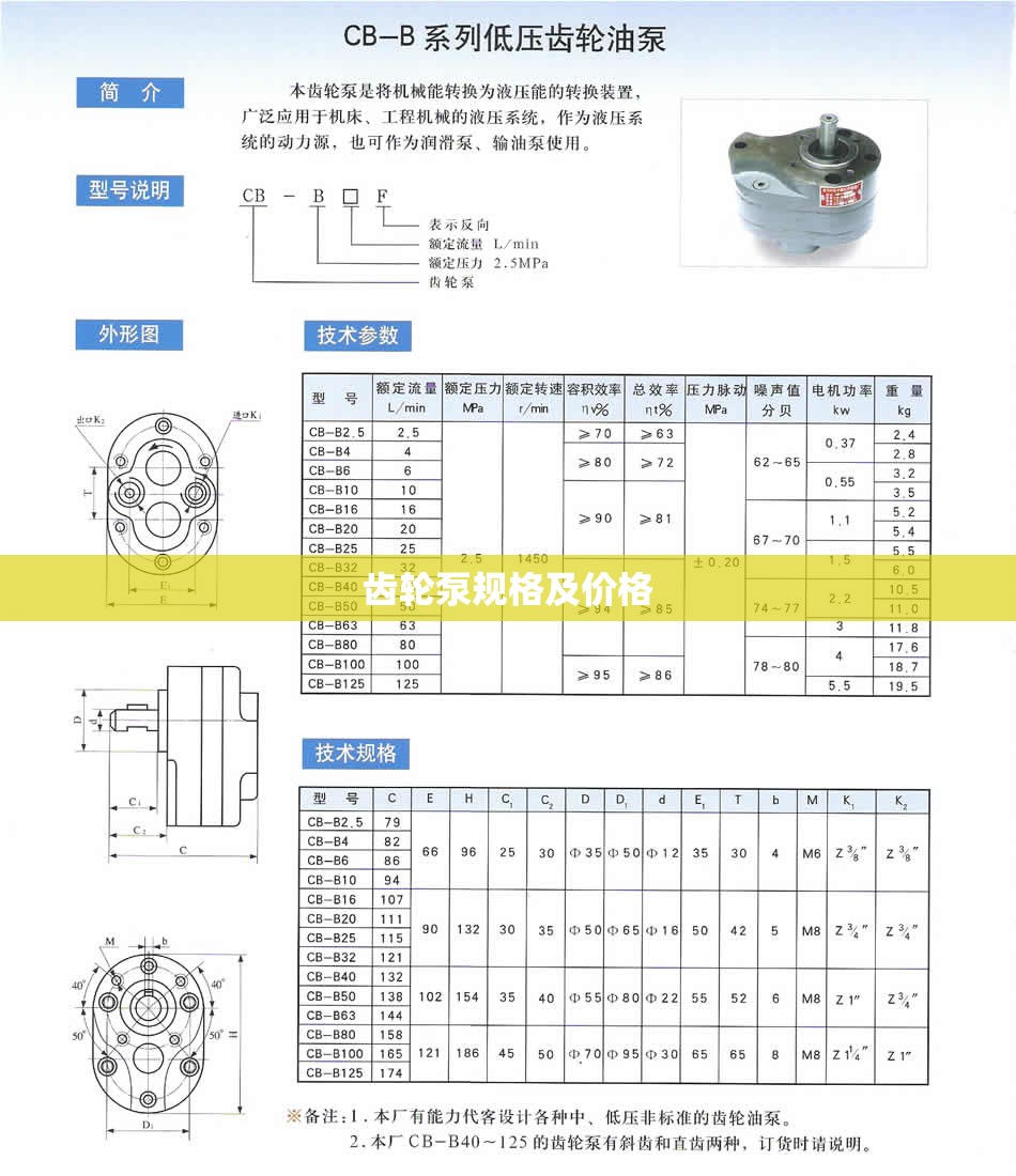 齿轮泵规格及费用/齿轮泵图片及费用