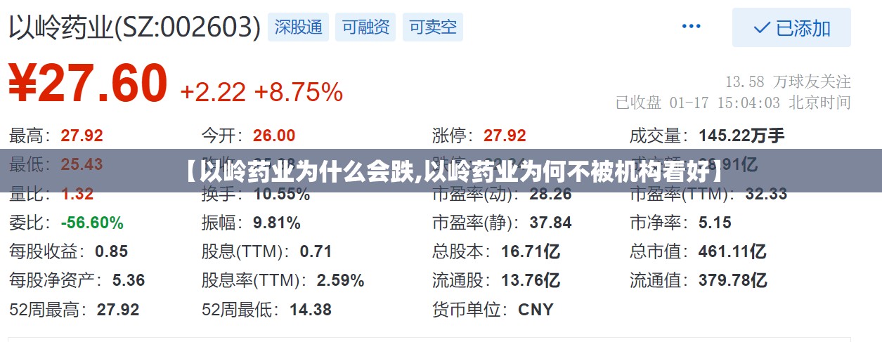 【以岭药业为什么会跌,以岭药业为何不被机构看好】 【以岭药业为什么会跌,以岭药业为何不被机构看好】