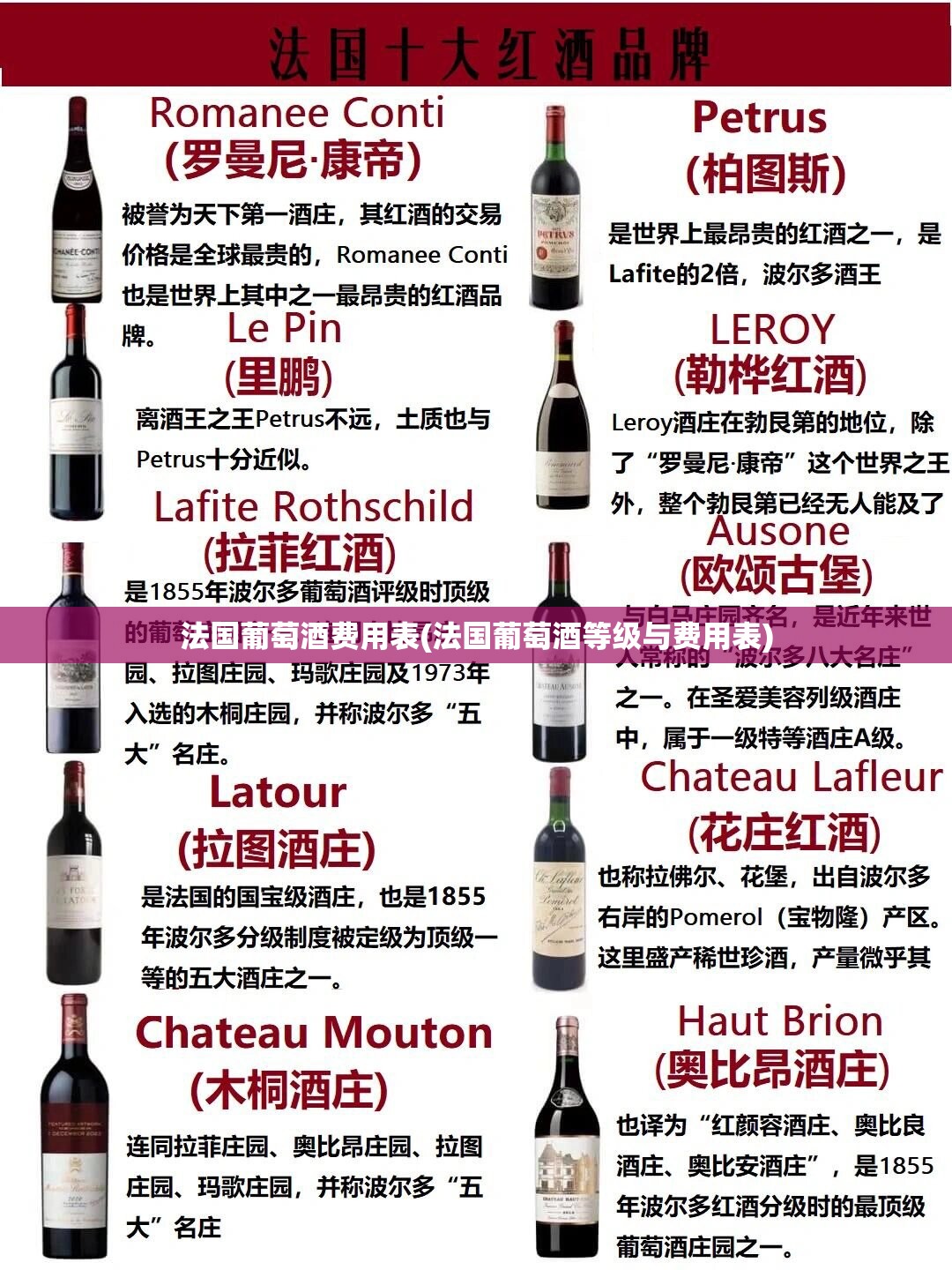 法国葡萄酒费用表(法国葡萄酒等级与费用表) 法国葡萄酒费用表(法国葡萄酒等级与费用表)