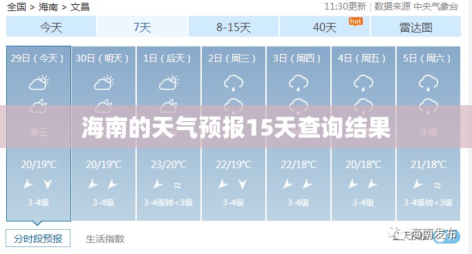 海南的天气预报15天查询结果/三亚的天气预报15天查询结果